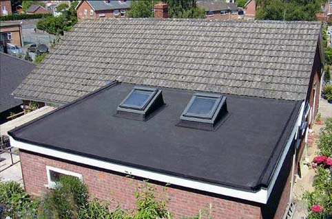 rubber flat roof with skylights